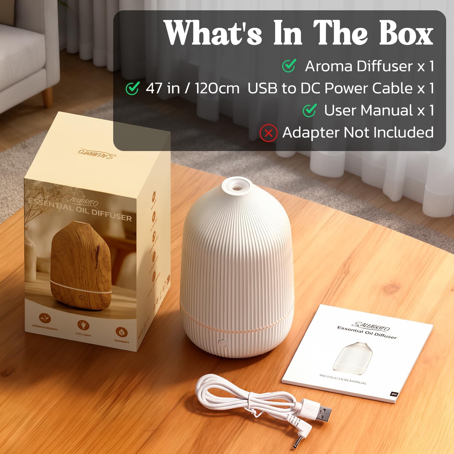 Essential Oil Diffuser, 100ml Aromatherapy Diffuser, Mini Ultrasonic Diffuser for Essential Oil, Home, Office, Cool Mist Humidifier with 7 Led Light, Auto Shut-Off, White - Image 8