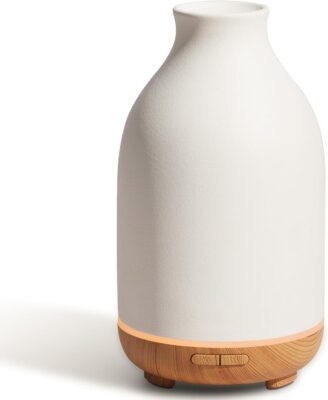 InnoGear 150ml Ceramic Essential Oil Diffuser, Diffusers for Home, White | Ceramic Stone Cover, Cool Mist Humidifier, Aromatherapy, 7 Colors Light, Up to 10hrs, Large Room, Ultrasonic, Quiet, Auto Off