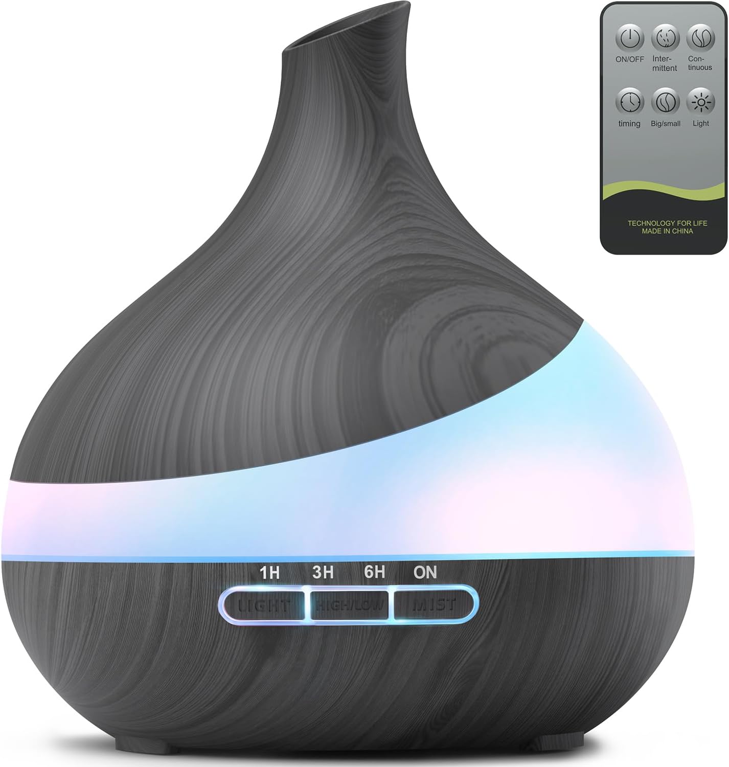 HJTHJT 500ML Essential Oil Diffuser for Home: 14 Color LED Humidifier,Black | 2 Mist Modes (30/60ml/h) Aromatherapy Diffuser for Hotel Spa & Yoga - Remote & Night Light - Auto Shut-Off for Bedroom