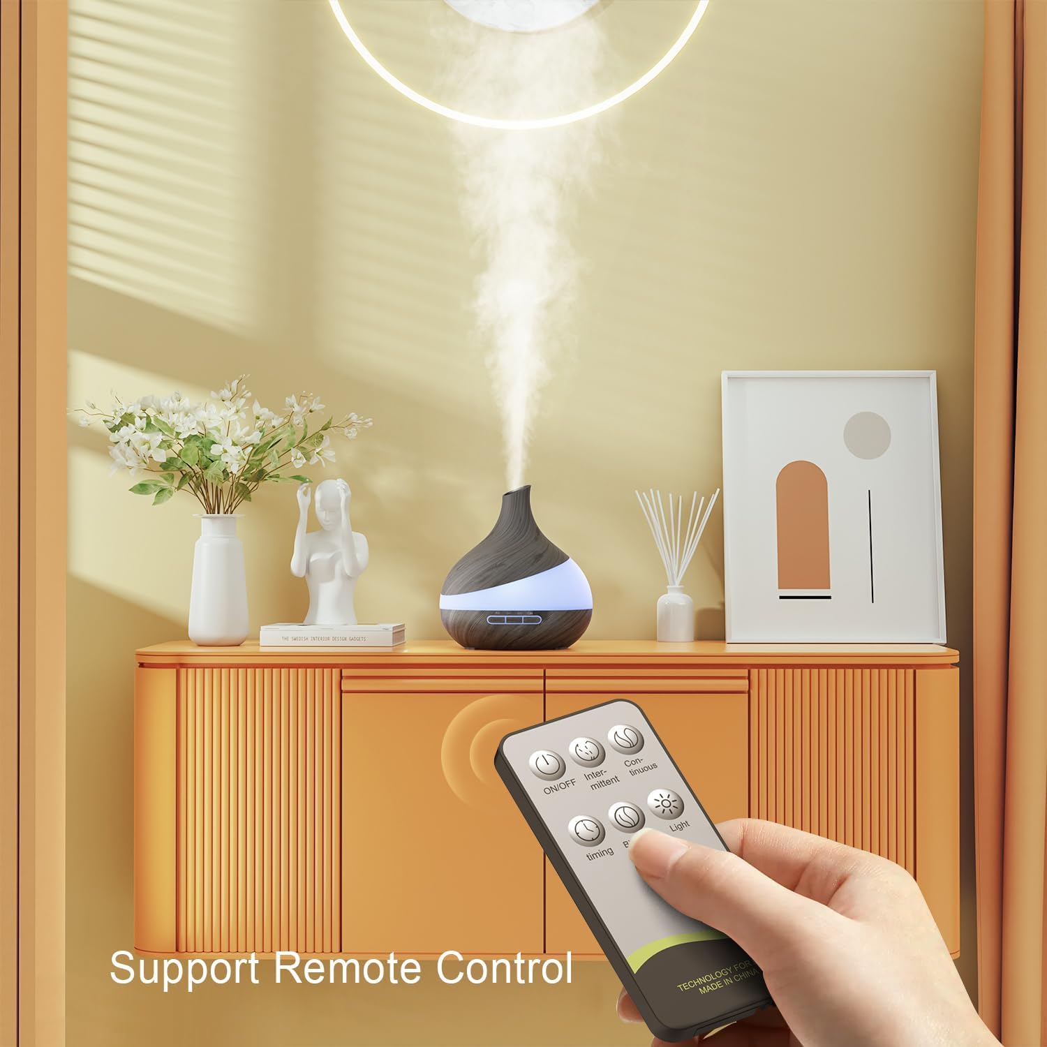HJTHJT 500ML Essential Oil Diffuser for Home: 14 Color LED Humidifier,Black | 2 Mist Modes (30/60ml/h) Aromatherapy Diffuser for Hotel Spa & Yoga - Remote & Night Light - Auto Shut-Off for Bedroom - Image 2
