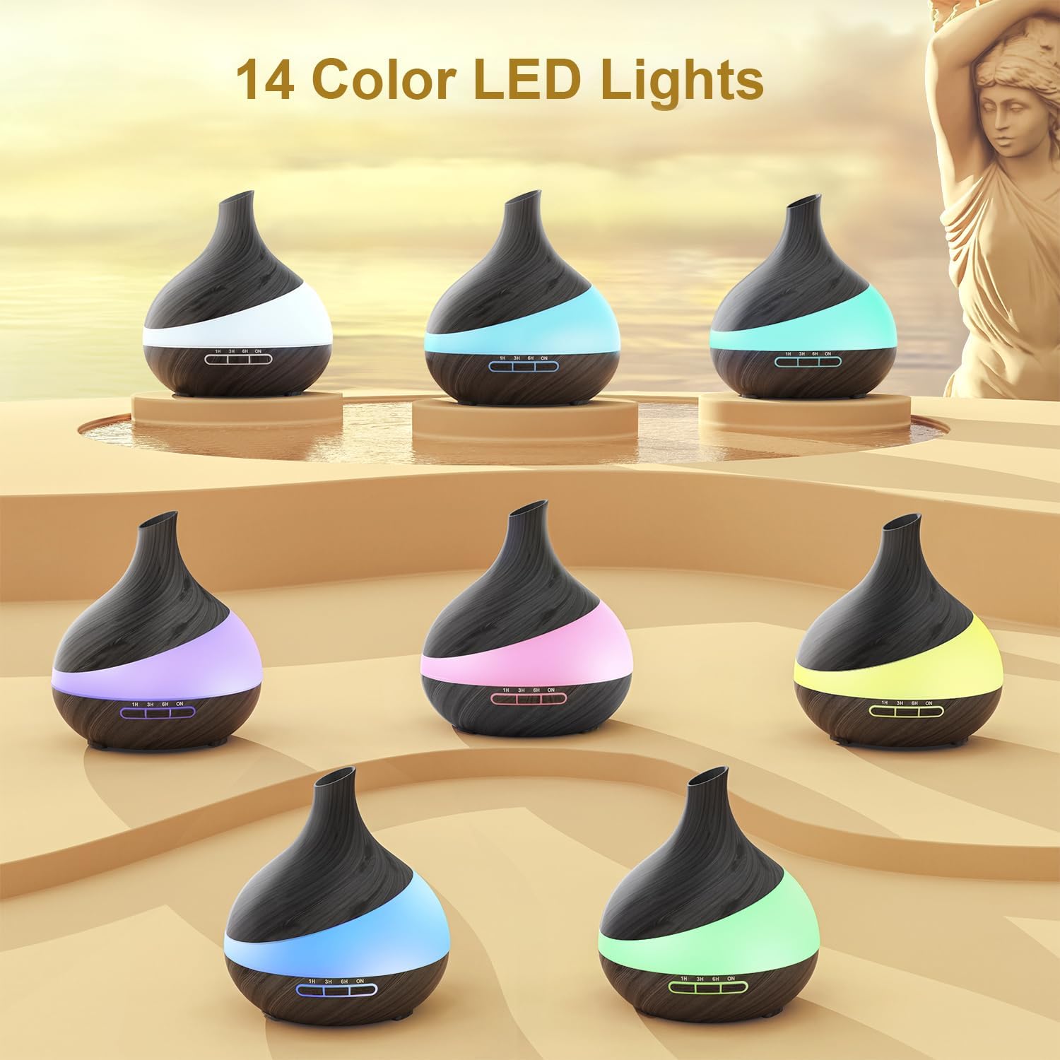 HJTHJT 500ML Essential Oil Diffuser for Home: 14 Color LED Humidifier,Black | 2 Mist Modes (30/60ml/h) Aromatherapy Diffuser for Hotel Spa & Yoga - Remote & Night Light - Auto Shut-Off for Bedroom - Image 5