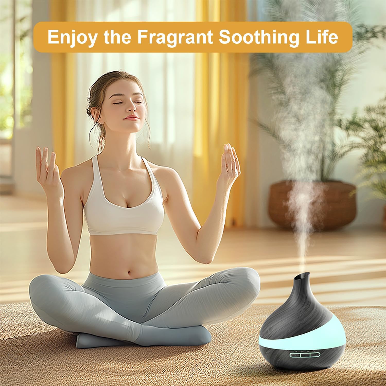 HJTHJT 500ML Essential Oil Diffuser for Home: 14 Color LED Humidifier,Black | 2 Mist Modes (30/60ml/h) Aromatherapy Diffuser for Hotel Spa & Yoga - Remote & Night Light - Auto Shut-Off for Bedroom - Image 6
