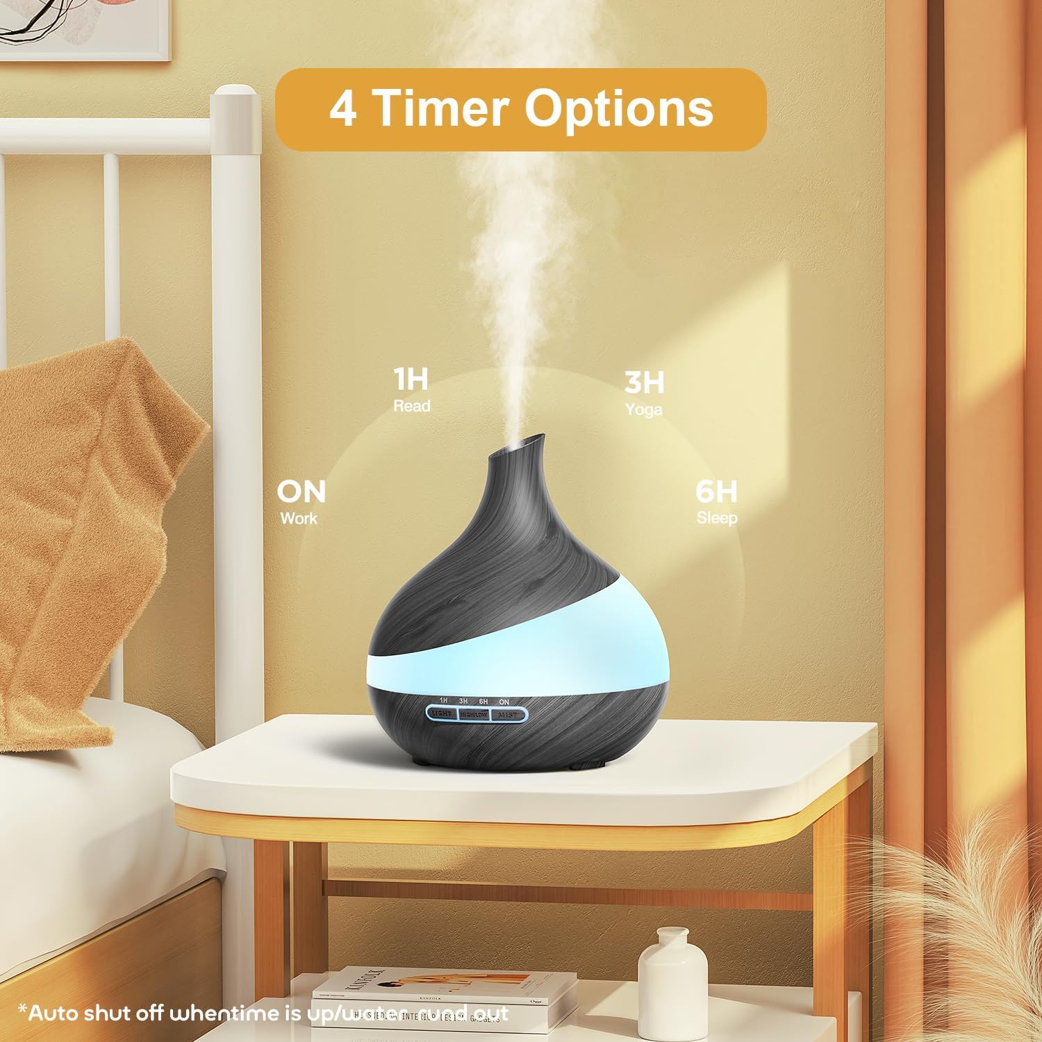 HJTHJT 500ML Essential Oil Diffuser for Home: 14 Color LED Humidifier,Black | 2 Mist Modes (30/60ml/h) Aromatherapy Diffuser for Hotel Spa & Yoga - Remote & Night Light - Auto Shut-Off for Bedroom - Image 7