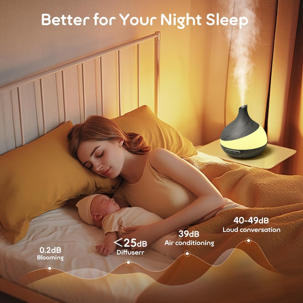 HJTHJT 500ML Essential Oil Diffuser for Home: 14 Color LED Humidifier,Black | 2 Mist Modes (30/60ml/h) Aromatherapy Diffuser for Hotel Spa & Yoga - Remote & Night Light - Auto Shut-Off for Bedroom - Image 8