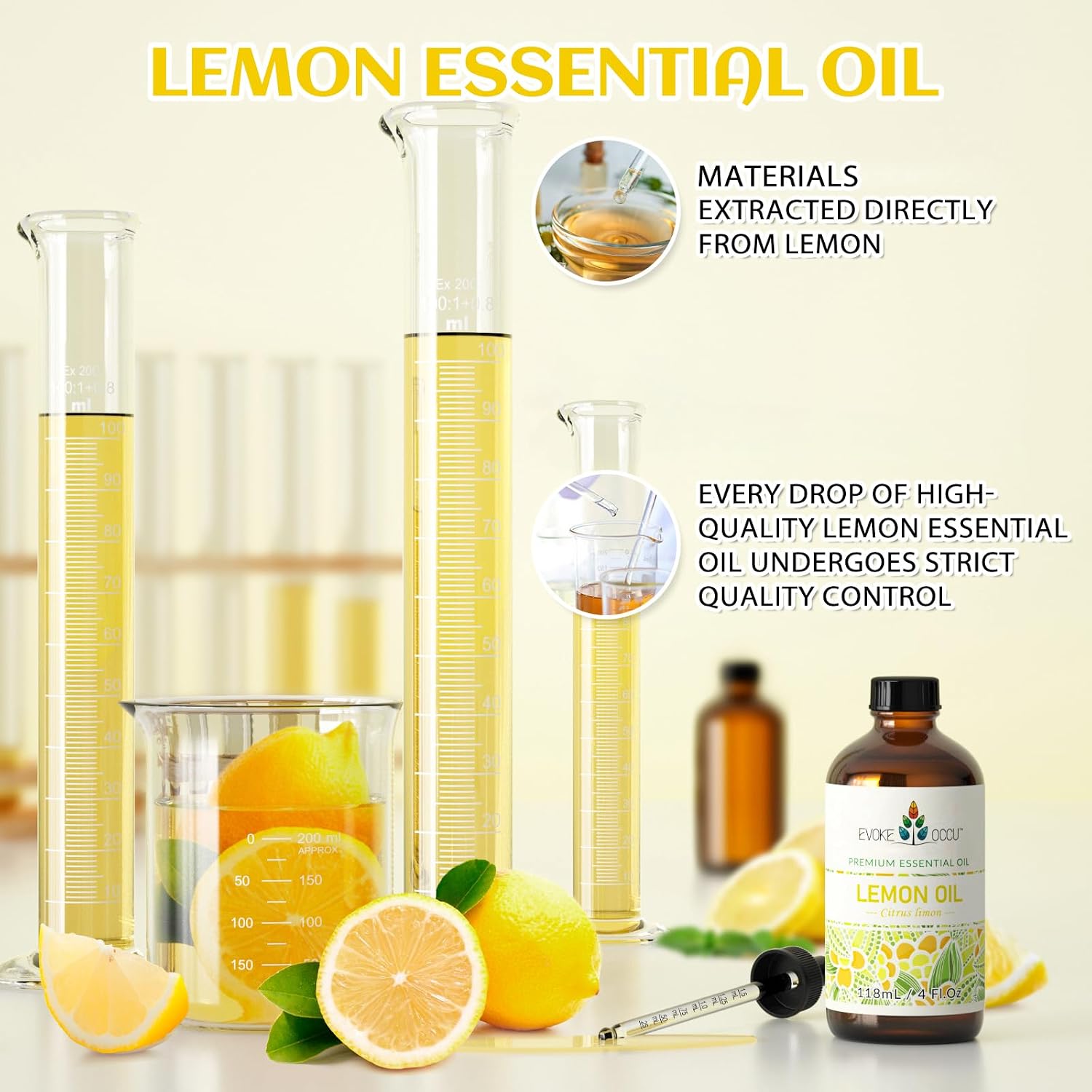 EVOKE OCCU Lemon Essential Oil for Cleansing Skin Home Diffuser Massage | DIY Cleaning Spray, Suitable for Cleaning Kitchen Countertops, Dishes, and Cookware, and for Freshening up – 118mL / 4 fl oz - Image 3