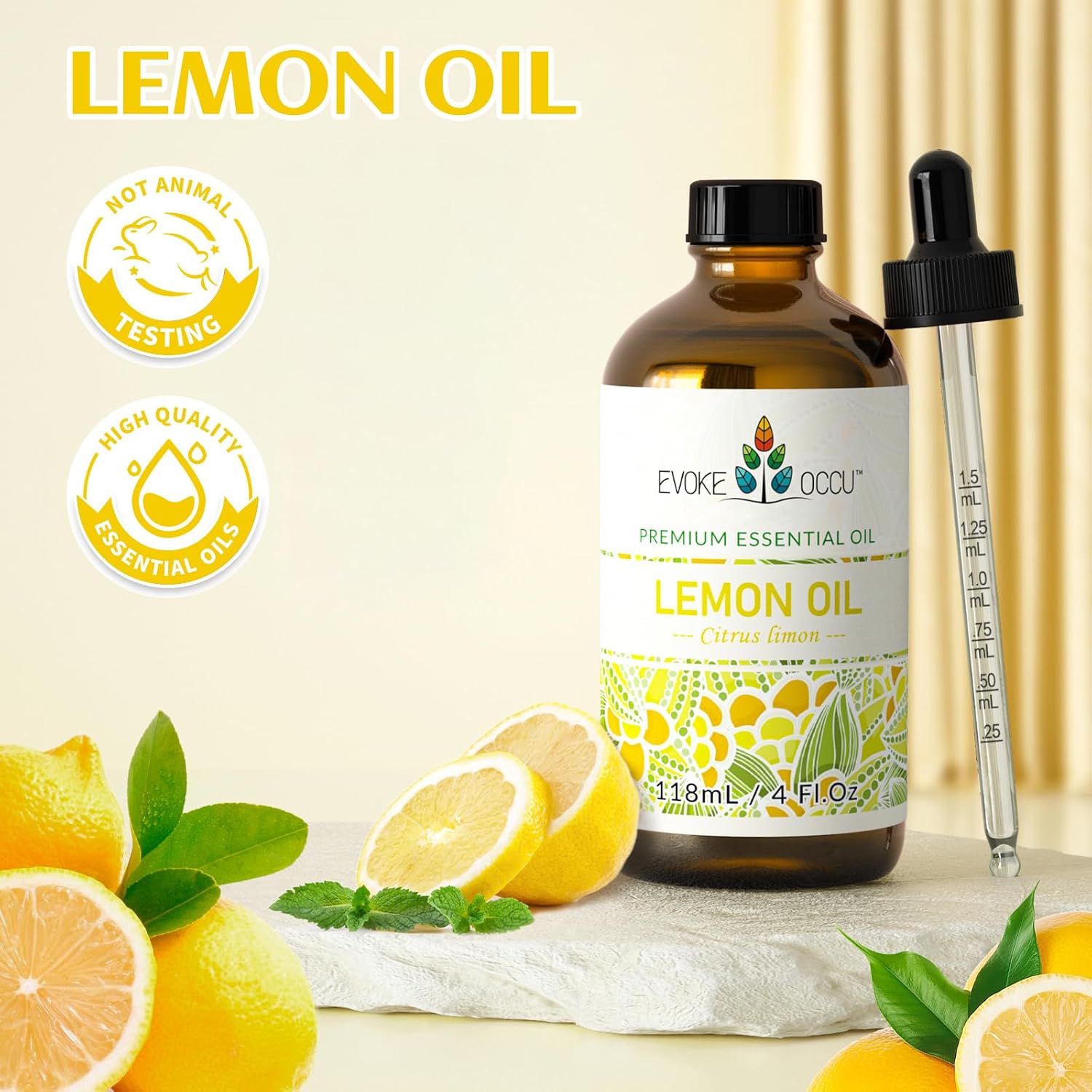 EVOKE OCCU Lemon Essential Oil for Cleansing Skin Home Diffuser Massage | DIY Cleaning Spray, Suitable for Cleaning Kitchen Countertops, Dishes, and Cookware, and for Freshening up – 118mL / 4 fl oz - Image 7