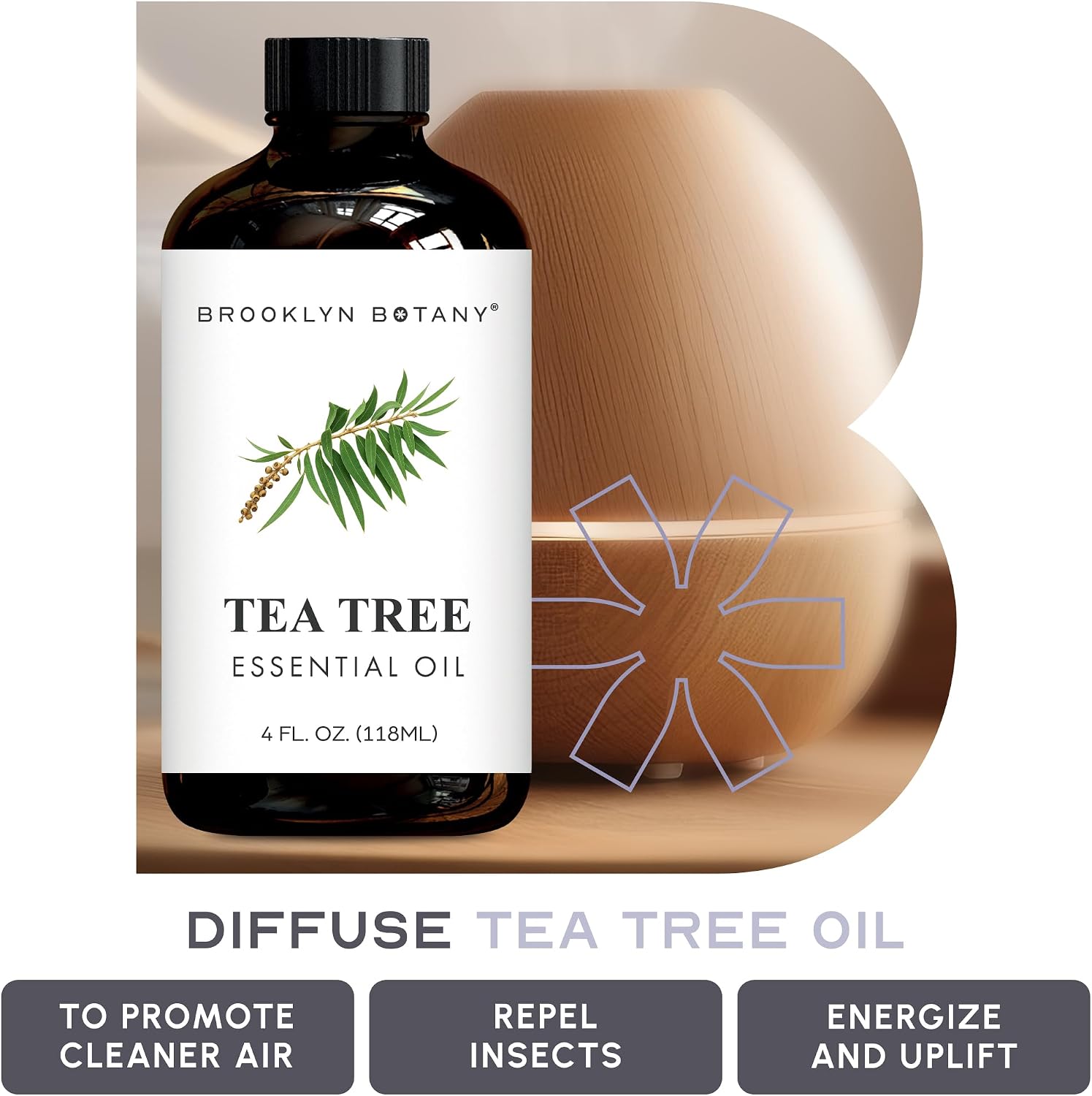 Brooklyn Botany Tea Tree Essential Oil - Huge 4 Fl Oz | 100% Pure and Natural, Steam Distilled, Premium Grade Oil with Dropper, for Aromatherapy, Diffuser and Massage - Image 5