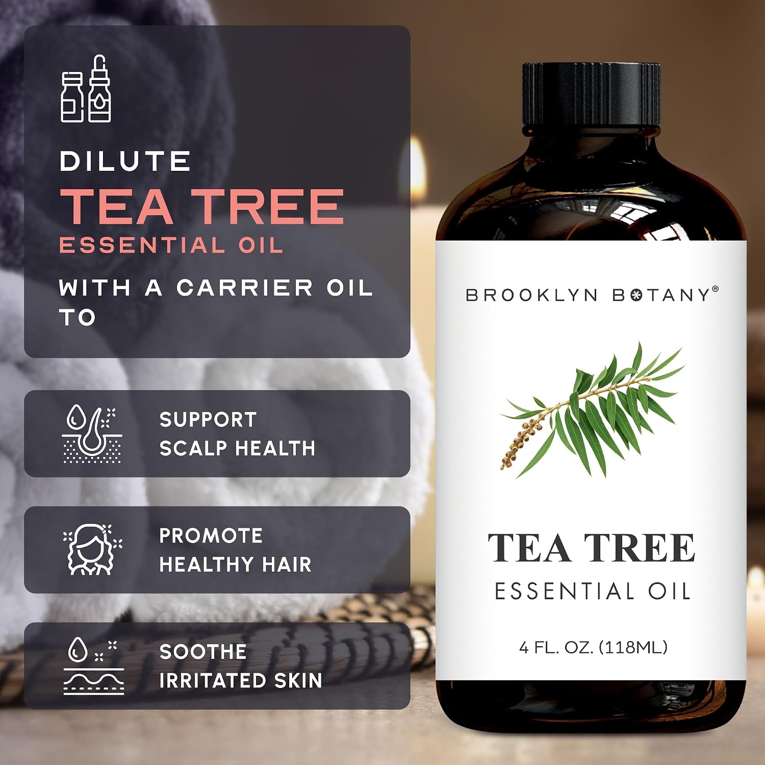 Brooklyn Botany Tea Tree Essential Oil - Huge 4 Fl Oz | 100% Pure and Natural, Steam Distilled, Premium Grade Oil with Dropper, for Aromatherapy, Diffuser and Massage - Image 6